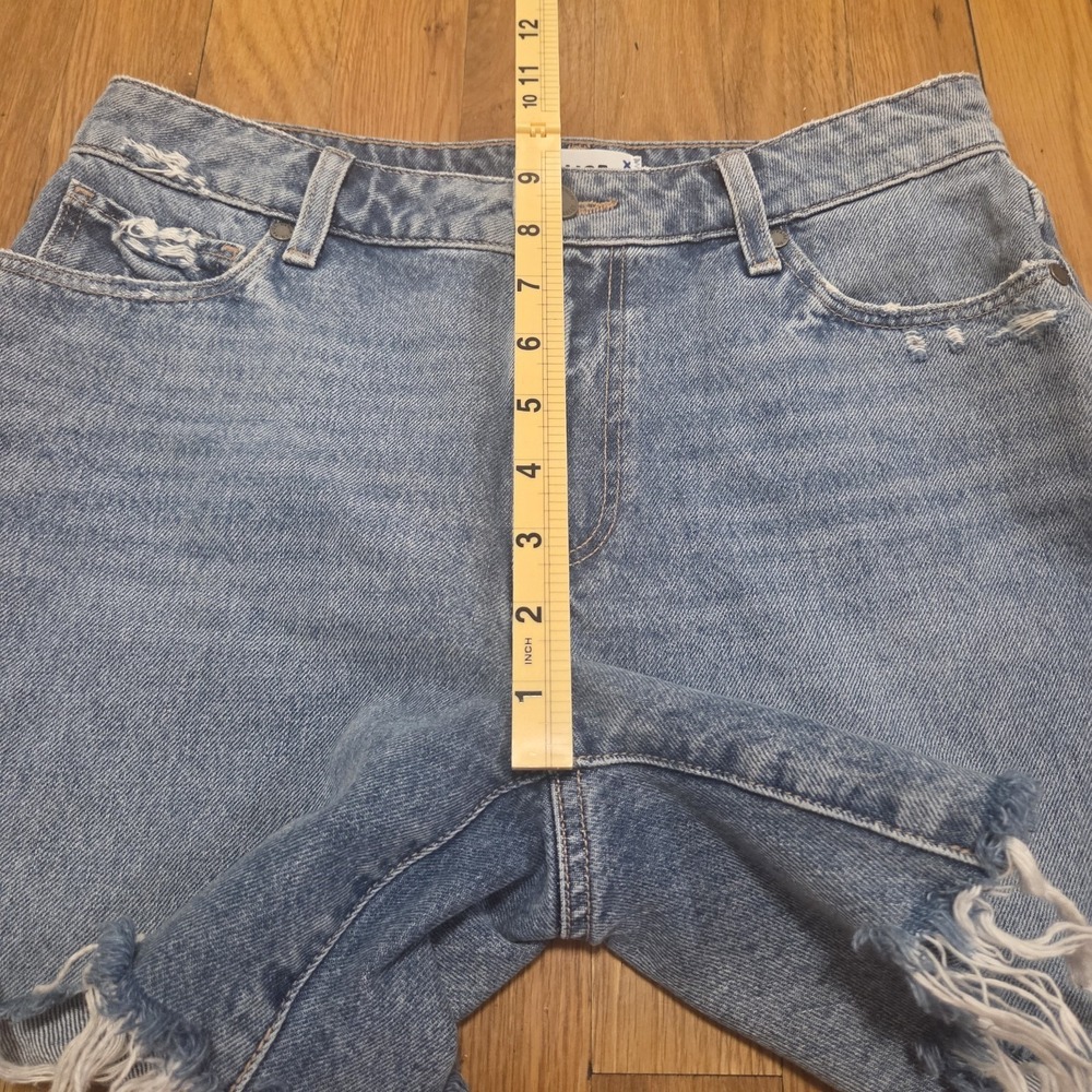 PAIGE Sarah Longline Denim Shorts Distressed Raw Hem Blue Size 27 High Rise - Picture 10 of 11